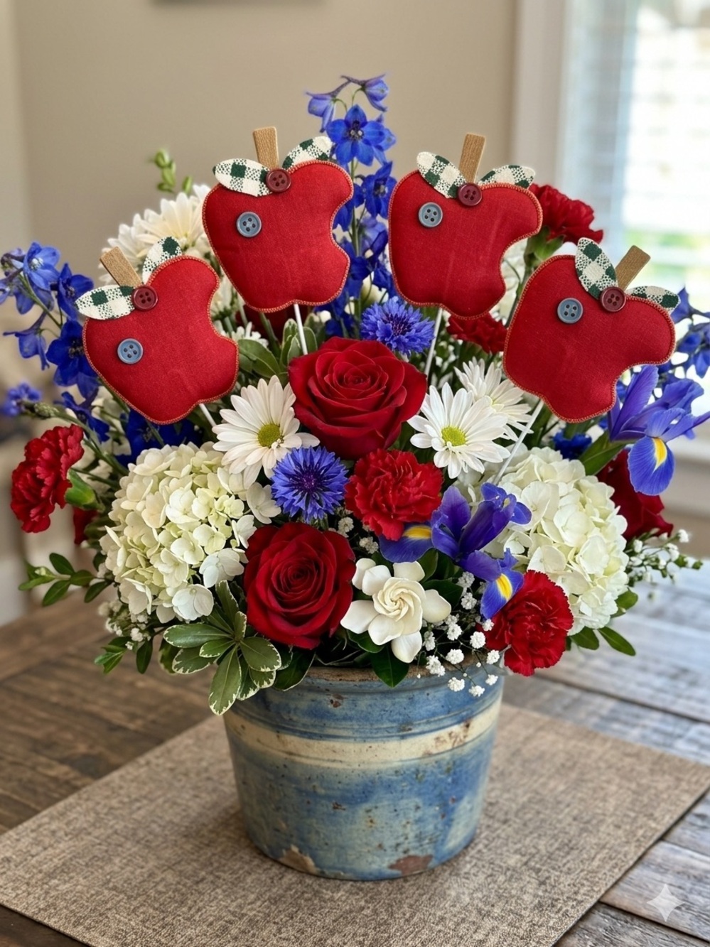 Red Apple Picks Floral Bouquet Accents - 4 piece set